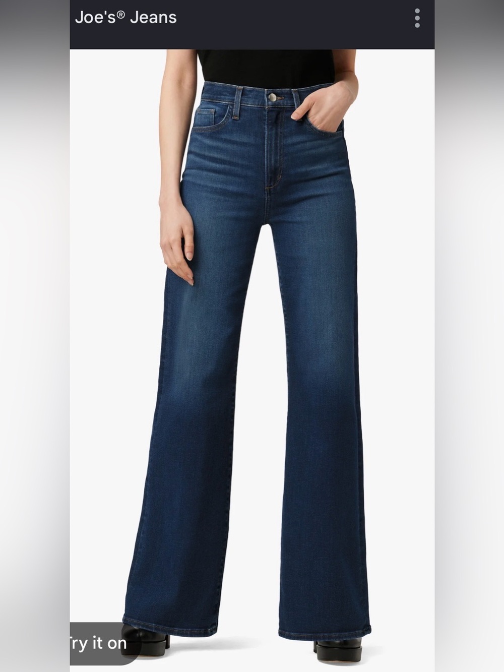 Joe's Jeans High-Rise Wide-Leg Jeans - Dark Blue 27
